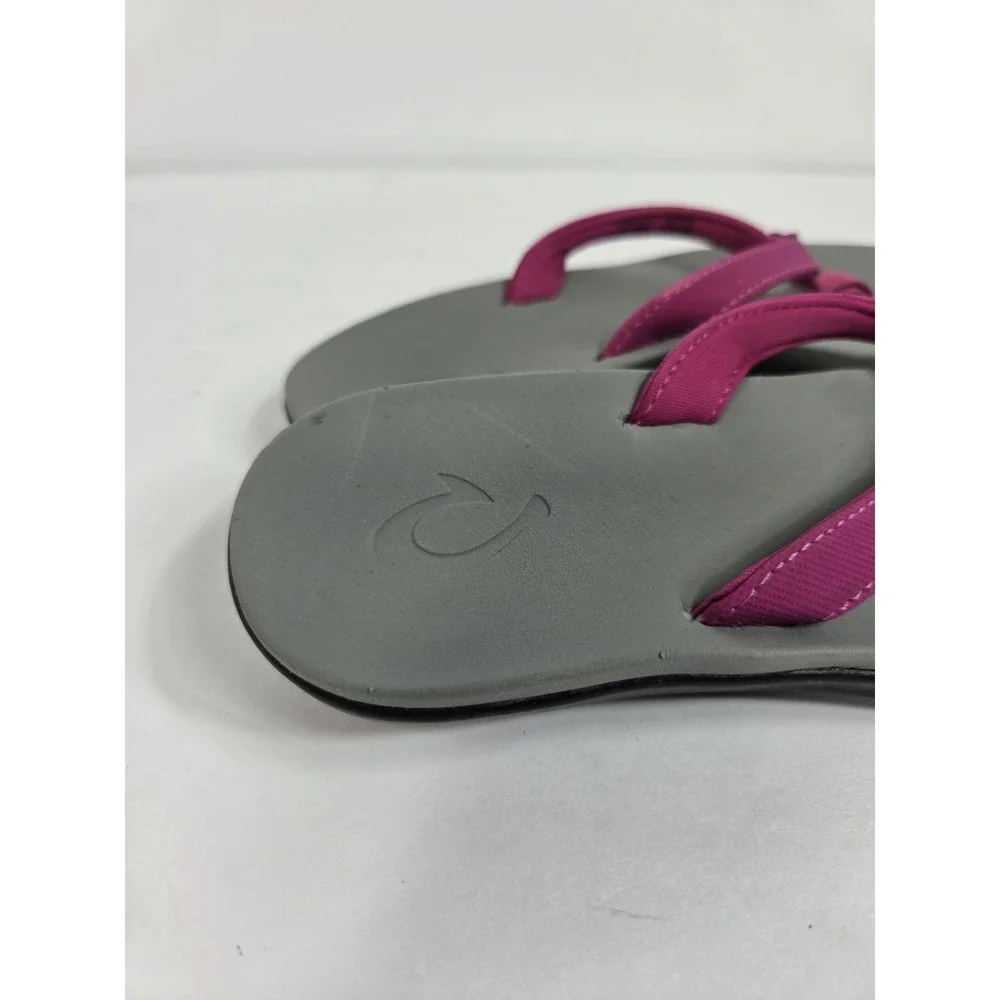 OLUKAI Girls Ho'opio Flip Flop SANDALS Size 2 Kids Grape
